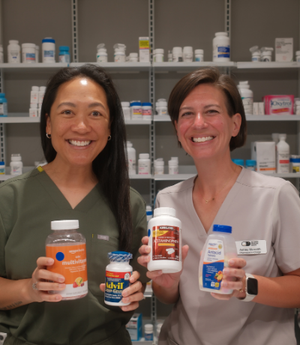 PMMCP pharmacists with donated medications